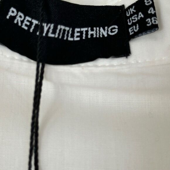 PRETTY LITTLE THING White Oversized Button-Up Relaxed Fit Dress Shirt Size 4 NWT - Picture 8 of 9
